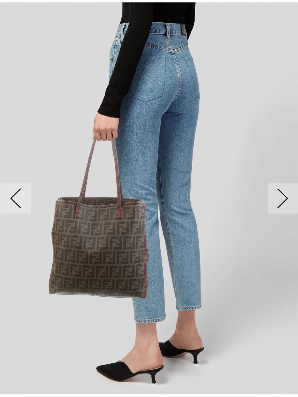 Fendi Brown Monogram Zucca Canvas Tote with Slim Shoulder Straps